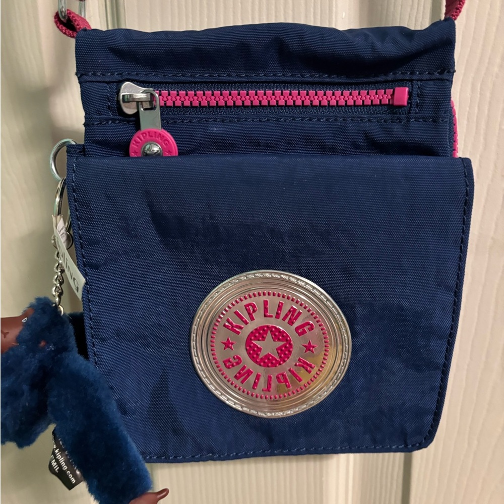 Kipling Dark Blue and Pink Crossbody Bag